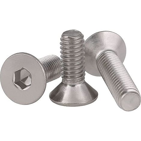 Vis à Tête Fraisée à Six Pans Creux en Acier Inoxydable 304 Vis à Métaux à Tête Plate M2x6mm (100 pcs)