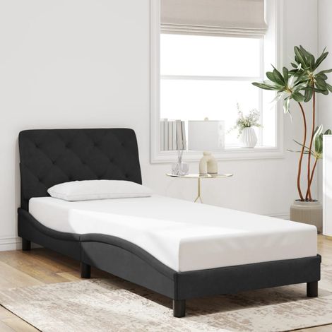 Cadre de lit sans matelas noir 90x190 cm velours vidaXL (1/5)