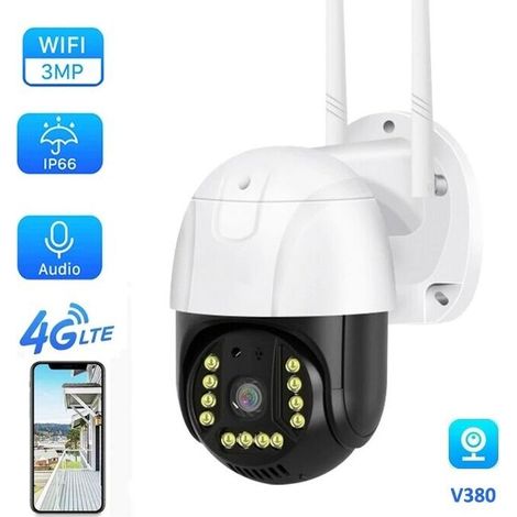 4G Caméra de Surveillance Extérieure. 360° PTZ Caméra IP avec Suivi Automatique.Camera 4G Détection Humaine Vision Nocturne Couleur Enregistrement Suivi Auto Sécurité Maison (1/5)