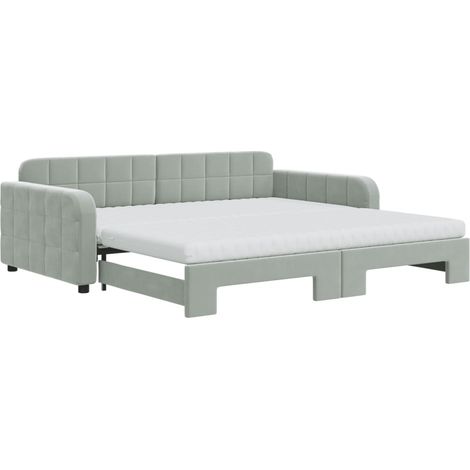 Maison Exclusive - Lit de jour et gigogne et matelas gris clair 100x200 cm velours