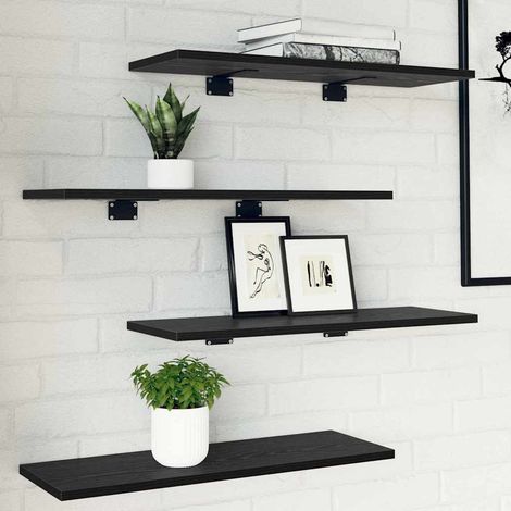 Bookshelf Board 4 pcs Black 60 x 20 x 1.5 cm Engineered wood vidaXL (1/5)
