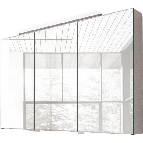 BERNSTEIN - Armoire de toilette suspendue 100x19x72,5cm (LxPxH), 3 portes verre mirroir, éclairage LED et prise électrique - Charnières mobiles - NEO