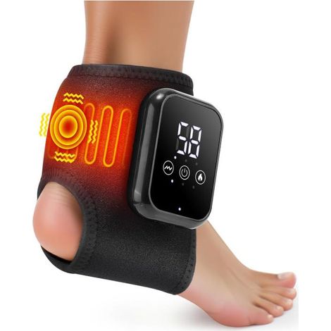 Appareil de massage pour cheville noir, lot de 1, avec chaleur et vibration sans fil, 3 niveaux de température, arrêt automatique après 15min, appareil de thérapie thermique rechargeable pour pieds (1/5)