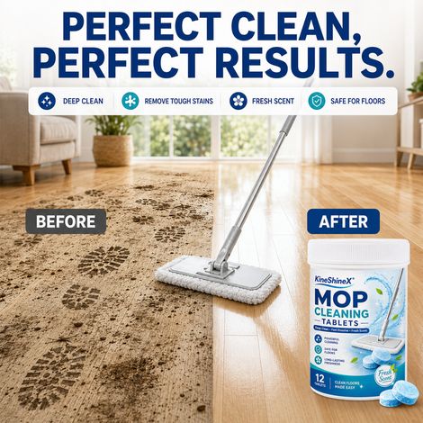 KineShineX floor cleaning sheets remove stains and provide a deep clean. Uses water-soluble solids. (1/4)