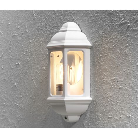 Außen Wandlaterne CAGLIARI, Halbschale im Landhausstil, Weiß, Höhe 36cm (1/4)