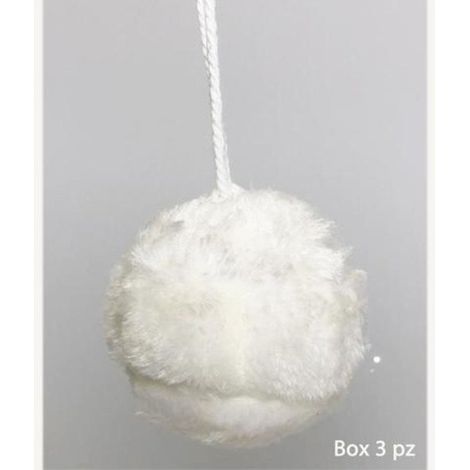 3 Sfere palle decorate innevate per albero di natale Ø12 cm - colore bianco