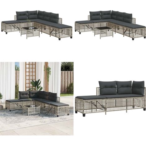 Salon de jardin d'angle avec coussins 3 pcs gris clair rotin - Ensemble Salon De Jardin - Canapé Jardin - Fauteuil Relax - Table Basse Jardin - Mobilier Exterieur - Home & Living (1/5)