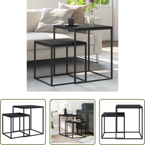 Holzwerkstoff - Couchtisch-Set 2-tlg. Holzwerkstoff und Metall (1/5)