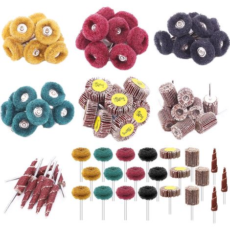 Assortiment de 50 disques abrasifs à lamelles abrasives, grain 80, tige conique de 0,3 cm et 25 mm grain 120 180 320 400 avec tige de 3 mm