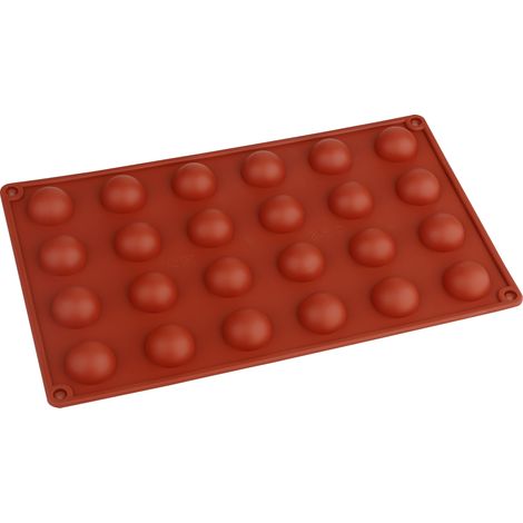 Moule en silicone demi-sphérique à 24 cavités, idéal pour la confection de chocolats, gâteaux, gelées et mousses en dôme. (1/5)