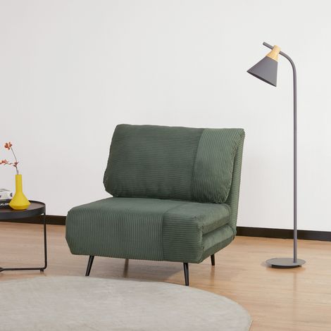 Poltrona Letto 2 in 1 Singola, Schienale Regolabile su 3 Livelli e Imbottito, Struttura in Legno e Acciaio (1/5)