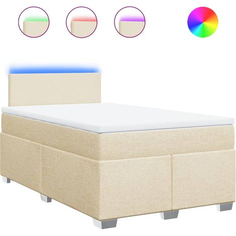 Lit double  Lit adulte  Sommier à lattes de lit avec matelas crème 120x190 cm tissu