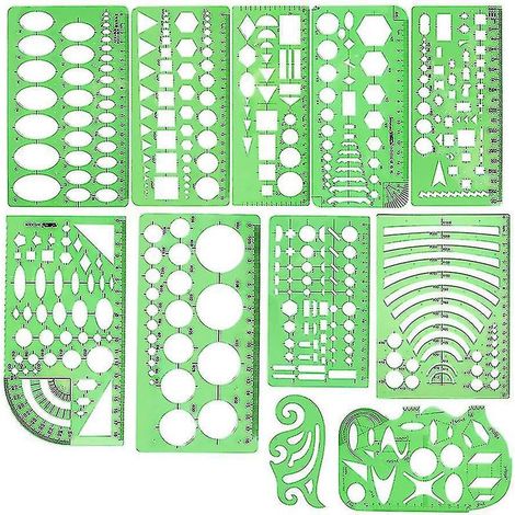 Gabarits de dessin géométrique, pochoirs de dessin, outils de mesure, plastique transparent --