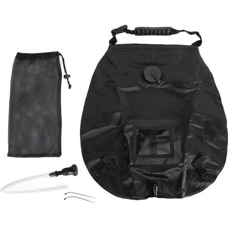 20L Solar Shower Bag with Built-in Thermometer – Black, Ideal for Camping, Hiking and the Beach (1/5)