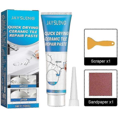 Colle de réparation pour carrelage, 1 tube, adhésif à séchage rapide pour baignoires, meubles en marbre et sols (1/4)