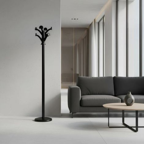 Appendiabiti da terra Tulipano con accessori in plastica  Nero, inserti neri e base plastica