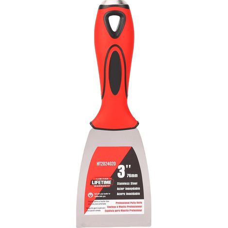 Grattoir à peinture de 7,6 cm (3 pouces) en acier inoxydable poli miroir avec poignée antidérapante pour le nettoyage et la réparation des cloisons sèches