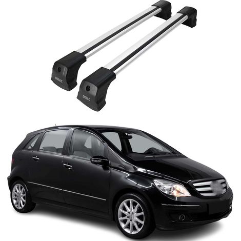 OMAC Dachträger Querträger kompatibel mit Mercedes B Klasse T245 2005-2011 – 2 Stangen – Abschließbar – Aluminium Silber (1/5)