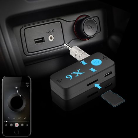 Récepteur Bluetooth Voiture 5.0 avec Connexion USB et Prise Aux 3.5mm (1/5)