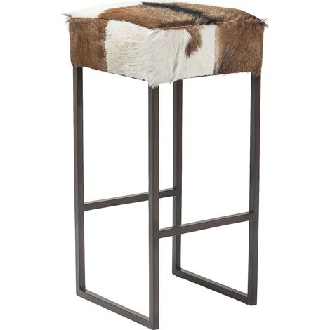 Kare Design sabello da bar Country Life, marrone/bianco, altezza di seduta 74 cm, pelliccia vera, decorazione casa di campagna, rustico, cucina, stile county, industrial chic, 74x35x35 cm (1/4)