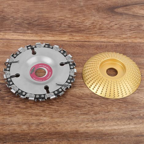 Kettensägenscheibe, Gold-Schleifscheiben-Set für Holzschnitzerei, Winkelschleifer, Schneidwerkzeug, 4 Zoll (1/5)