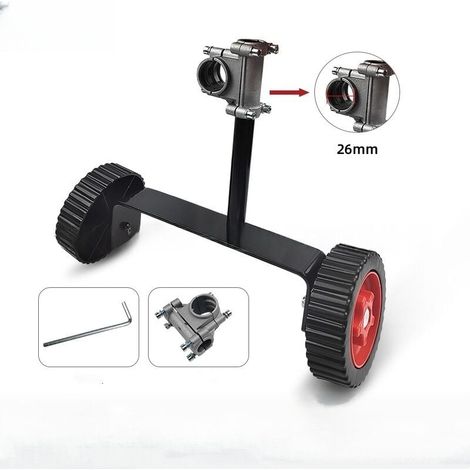 Roue de support réglable pour débroussailleuses de 28 mm et 26 mm (compatible avec les débroussailleuses thermiques et électriques) - Noire