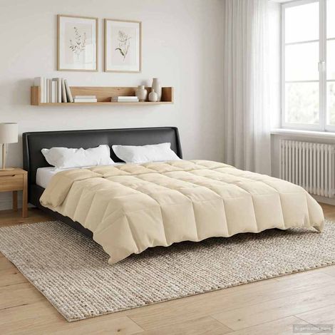 Ganzjahresbettdecke Gepolstert Creme 200 x 200 cm Mikrofaser