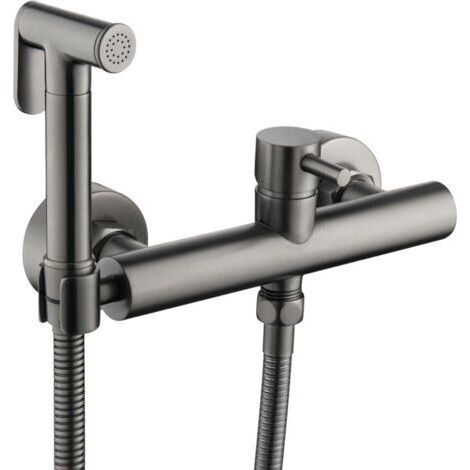Ensemble de douche de Bidet caché de salle de bains, pulvérisateur à main chaud et froid, toilettes d'eau chaude, noir (1/5)