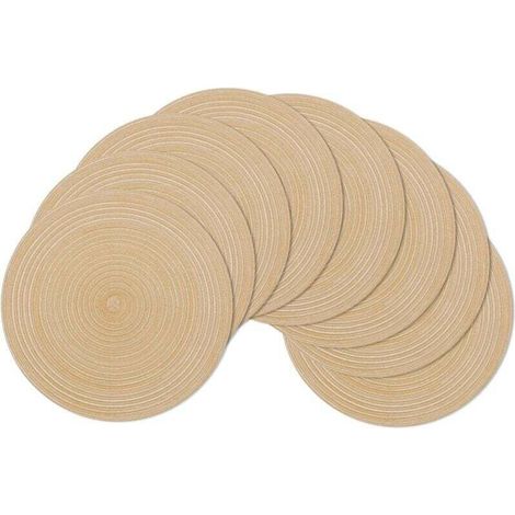 Set de Table, Lot de 6 , Kaki 38x38cmSet de Table Rond Tressé Lavable Napperons Résistantes à la Chaleur pour Table de Salle (1/4)