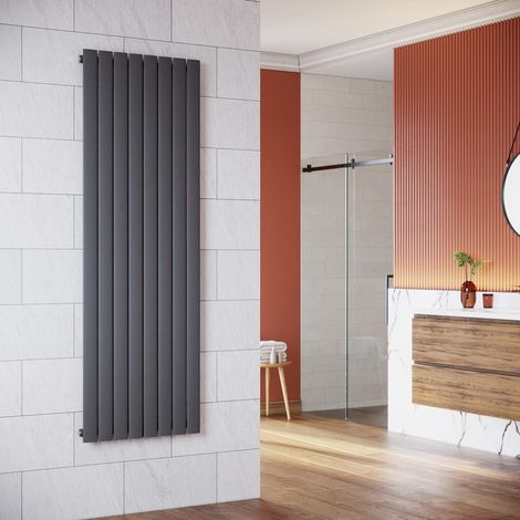 SONNI Radiateur eau chaude en acier Conception murale Vertical Radiateur chauffage central 1800x542mm Panneau Unique Anthracite (1247W)