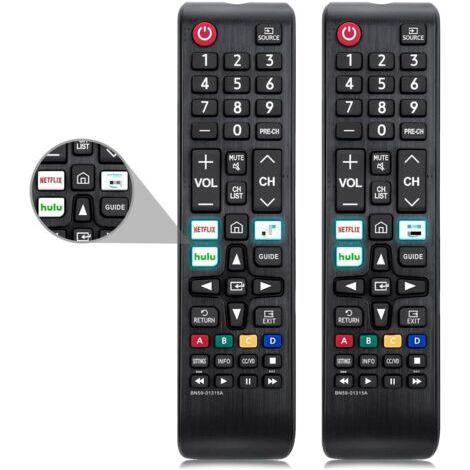 Set di 2 telecomandi universali per TV Samsung, telecomandi di ricambio per TV Samsung, compatibili con Netflix, telecomandi Hulu con pulsante IR, compatibili con tutte le TV (1/5)