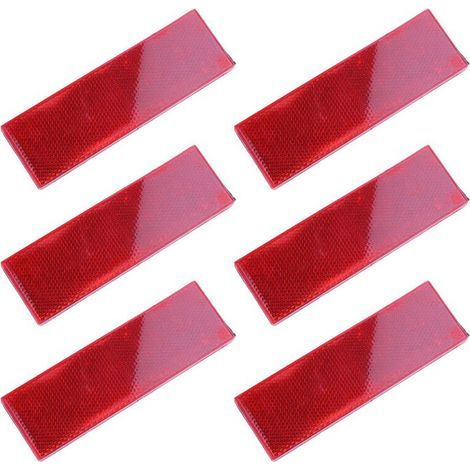 6X Avertissant les Autocollants RéFléChissants de RéFlecteur de Plaque / Bande de SéCurité pour le Camion de Voiture, Rouge (1/2)