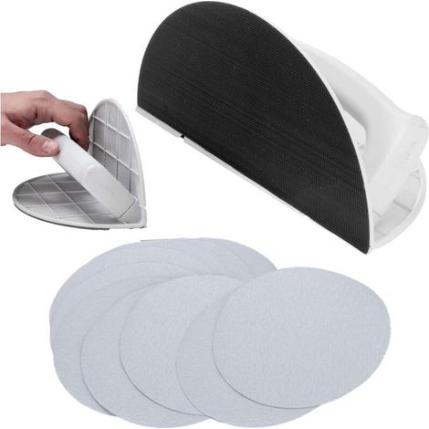 Cale a Poncer Angle, Ponceuse d'Angle Semi-Circulaire Multifonctionnelle, Ponceuse à Main Professionnelle Papier Abrasif Remplaçables, Outil Poncage Bois pour Le Travail Du Bois Les Murs