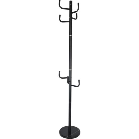 Appendiabiti Relaxdays, con 8 ganci, appendiabiti in ferro per giacche e cappotti, 176 x 30 x 30 cm, nero