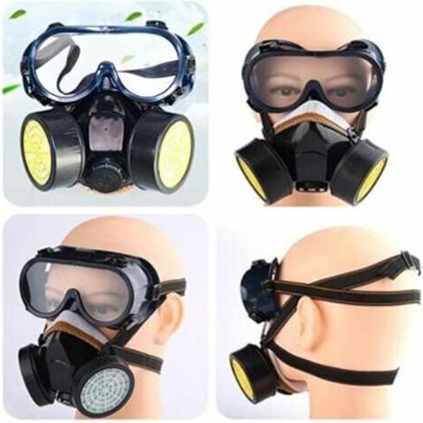 Masque Respiratoire Réutilisable, Masque Triomphe Double Filtration Protection Contre Les Vapeurs Toxiques, Masque Anti-Gaz Poussière Chimique pour Peinture Ponçage Bricolage (Noir) (1/4)