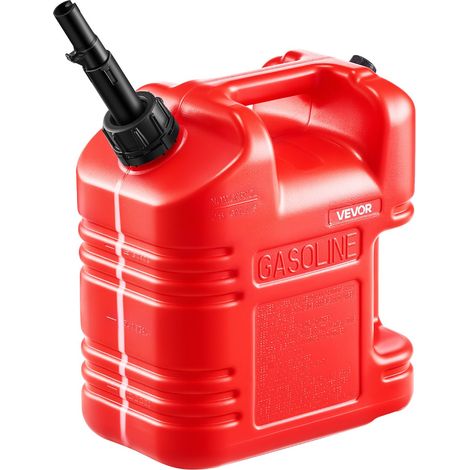 Bidon Essence 9,5 L Bidon Carburant avec Bec Verseur, Graduation Transparente, Débit Maximal 15 L/min, Réservoir Essence Plat Portable pour la Plupart des Voitures, Motos, UTV, Tracteurs, Rouge (1/5)