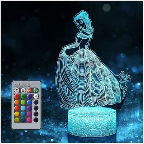 Lampe De Nuit Princesse - 16 Couleurs Changeantes - Télécommande Incluse - Pour Chambre D Enfant Ou Décoration Intérieure - 1 Pièce (1/5)