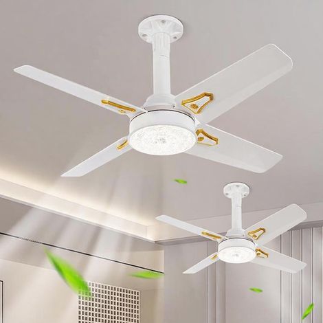 Ventilateur de plafond avec éclairage intégré pour chambre à coucher (2 pièces), télécommande, quatre pales, variateur trois couleurs, 3 vitesses, E27 (1/5)