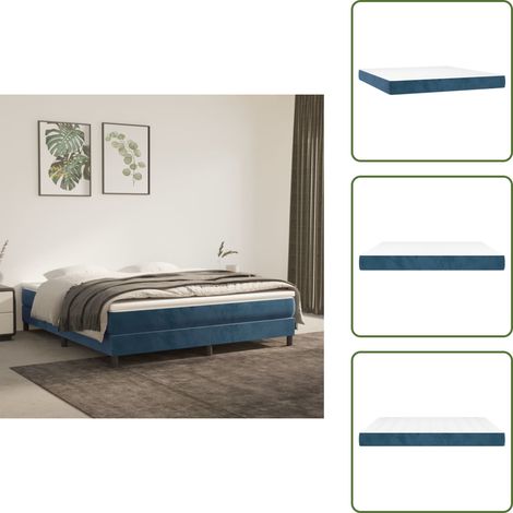Matelas de lit à ressorts ensachés Bleu foncé 180x200x20 cm - Matelas À Ressorts Ensachés - Matelas Velours - Matelas Double - Matelas Grand Confort - Literie (1/5)