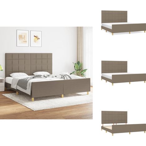 Bettgestell ohne Matratze Taupe 180x200 cm Stoff - Bettestell - Doppelbett - Boxspringbetten - Lattenrost - Holzrahmen (1/5)