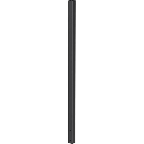 Deco Fer Forge – Poteau pour clôture en tube carré 50mm – Hauteur 1345mm – Galvanisé et peint noir – Pré-percé pour fixation latérale