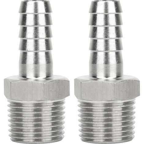 2 pièces 1/2in BSPT connecteur à filetage mâle raccord de tuyau connecteur à raccord rapide à Joint barbelé (BSPT - 10mm) (1/5)