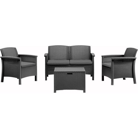 Set Salotto da Esterno Dbjarnaso, Salottino Outdoor 2 Posti, un Tavolino Made in Italy, Nero (1/3)