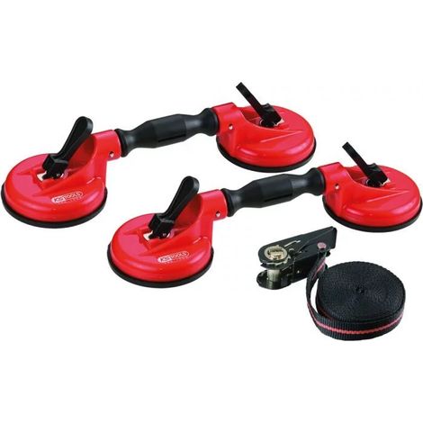 Ks Tools – Jeu de ventouses double 120 mm – Charge maximale 80 kg – Pour montage vitres automobiles – 3 pièces avec leviers à dégagement rapide (1/8)