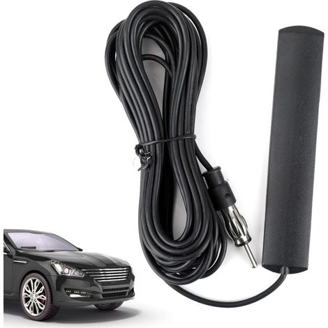 Universelle, selbstklebende Autoradioantenne, FM-kompatibel mit FM-Radio, HD-Verstärker und -Player. Inklusive DIN-Adapter, Windschutzscheibenhalterung und 5-m-Kabel. (1/4)