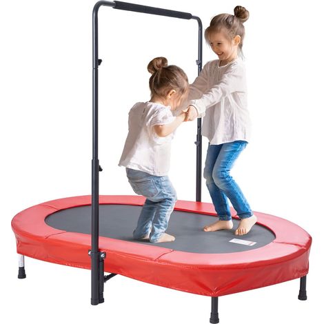 Trampoline Pliable avec Poignée, 142x91 cm, Intérieur Extérieur pour Enfants 3+ ans, Rouge, Cadeau d'Anniversaire (1/5)