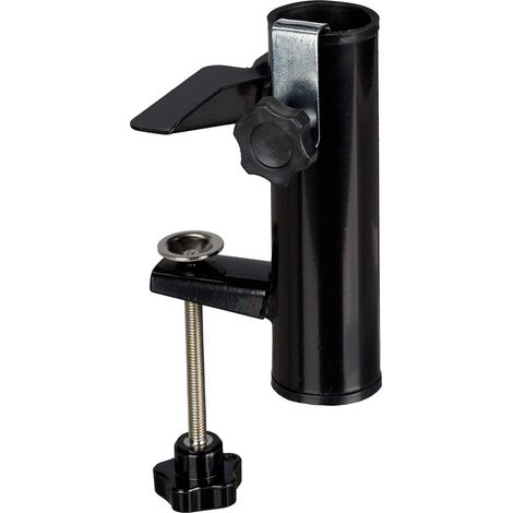 Support Pour Parasol - Acier Noir - Pour Railing Balcon Carré - Diamètre Tige 19 À 38 Mm - Hauteur 15,5 Cm - Unité (1/5)