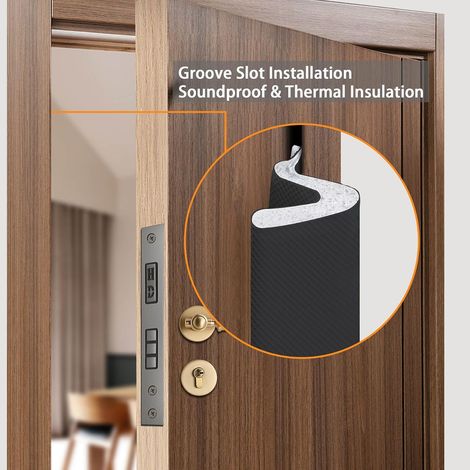 Burlete para puertas y ventanas – Burlete para instalación en ranura para protección contra el polvo, impermeabilización, aislamiento acústico y térmico (6 m, negro) (1/5)