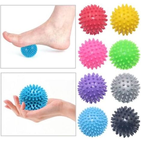 Lot de 2 balles à picots, rouleau de massage musculaire rond, bâton de yoga, corps, multicolore-AquaForge (1/4)