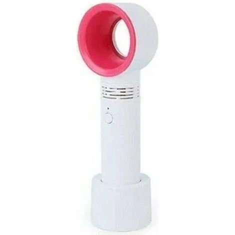 Ventilateur portable sans pales, 3 vitesses réglables, batterie 2000 mAh, avec support de base, blanc, idéal pour enfants et étudiants. (1/5)